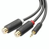 CABLE UGREEN AV109 MACHO 3.5MM A HEMBRA 2RCA 25CM 10547 GRIS