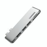 HUB UGREEN CM380 MULTIFUNCIONAL USB-C 2 PUERTOS USB 3.0 1 PUERTO HDMI RTO PARA TARJETAS SD/TF PARA MACBOOK AIR/PRO 80856 PLATEADO