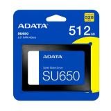 HD INTERNO SOLIDO 512GB ADATA SU650 2.5 PULG SATA III 520MB/S / 450MB/S ASU650SS-512GT-R AZUL